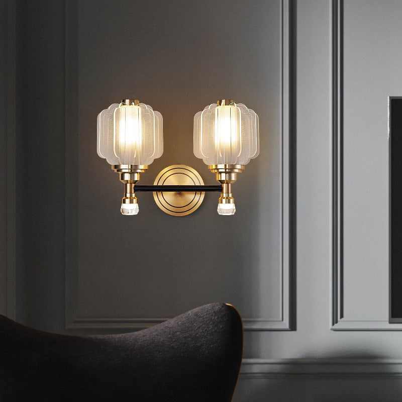 Scandinavian Glass Copper 1/2 Light Wall Sconce Lamp