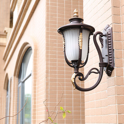 Coffee Aluminum Glass 1-Light Waterproof Wall Sconce Lamp