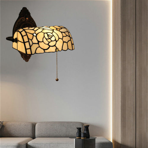 Tiffany Floral Stained Glass 1-Light Wall Sconce Lamp