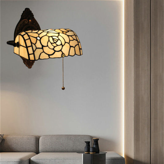 Tiffany Floral Stained Glass 1-Light Wall Sconce Lamp