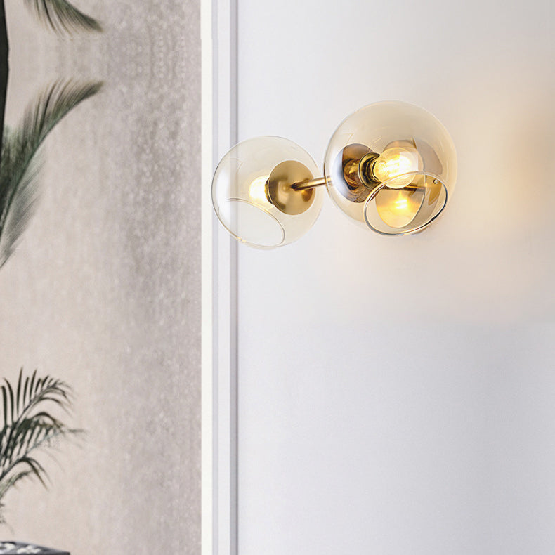 Nordic Iron Glass Ball Strip 2-Light Wall Sconce Lamp