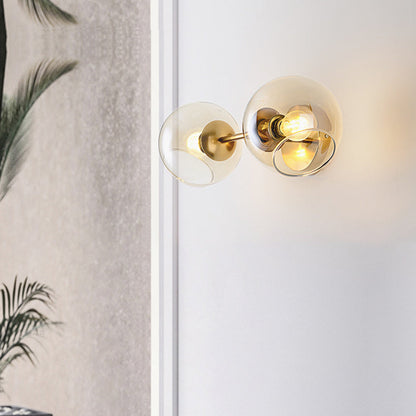Nordic Iron Glass Ball Strip 2-Light Wall Sconce Lamp