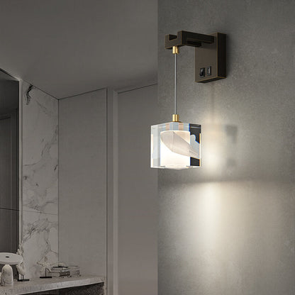 Luxury Cube H65 Brass Acrylic 1-Light Wall Sconce Lamp