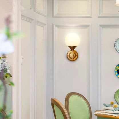 Pure Orb Copper Frosted Glass 1-Light Wall Sconce Lamp