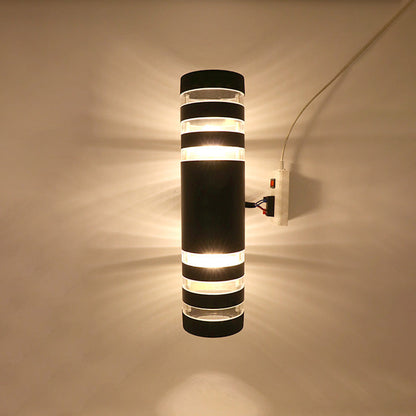 Simplicity Acrylic Glass Cylinder 2-Light Wall Sconce Lamp