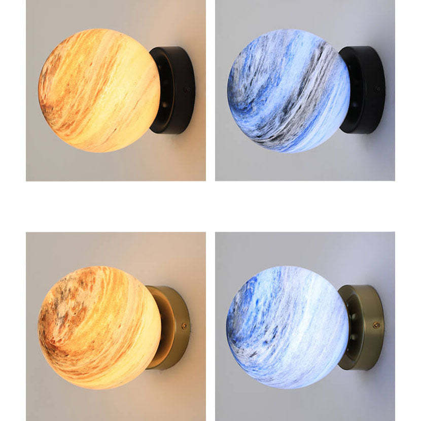 Creative Planet Glass Iron Orb 1-Light Wall Sconce Lamp