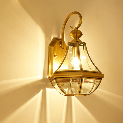 Hexagonal Glass Waterproof 1-Light Outdoor Wall Sconce Lamp