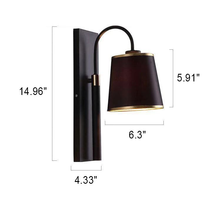 Minimalist Black Cone Fabric 1-Light Wall Sconce Lamp