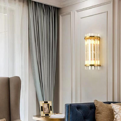 Luxury Crystal Plated Column 2-Light Wall Sconce Lamp