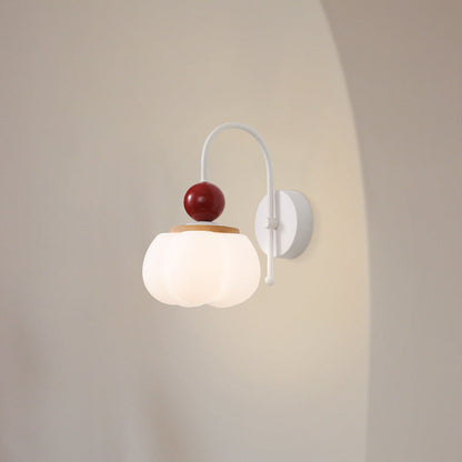 French Pumpkin Cotton PE Shade 1-Light Wall Sconce Lamp