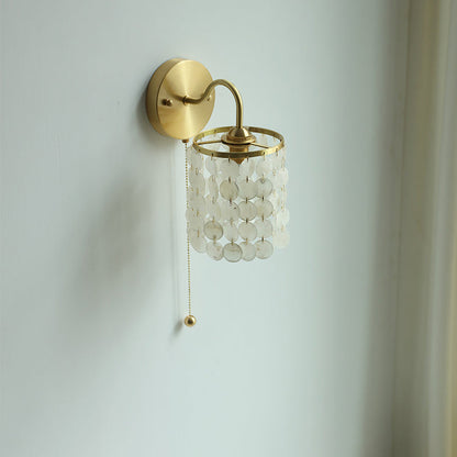 Round Shell Crystal Iron Frame 1-Light Wall Sconce Lamp