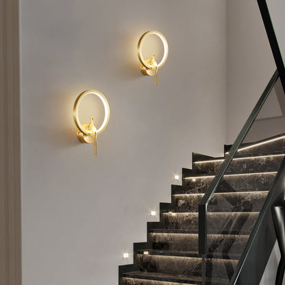 Nordic Minimalist Round Full Copper LED Wall Scone Lamp