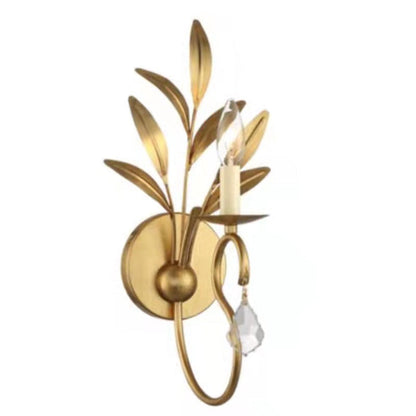 European Light Luxury Leaf Iron 1-Light Wall Sconce Lamp