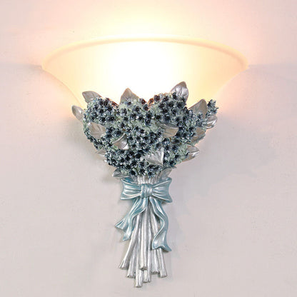 European Bouquet Shape Resin Glass 1-Light Wall Sconce Lamp