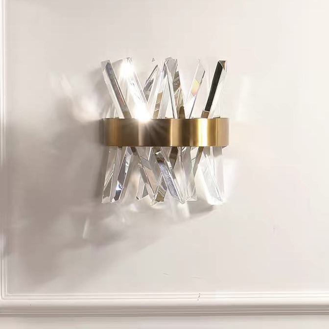 Half Stainless Steel Crystal 2-Light Wall Sconce Lamp