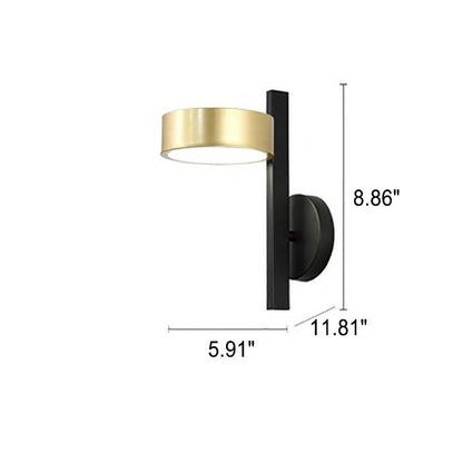 Light Black Gold Iron Round Head LED Wall Sconce Lamp