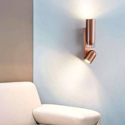 Rotatable Cylinder Metal Glass 2-Light Wall Sconce Lamp