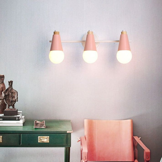 Simplicity Wood Iron Horn Cone 1/2/3 Light Wall Sconce Lamp