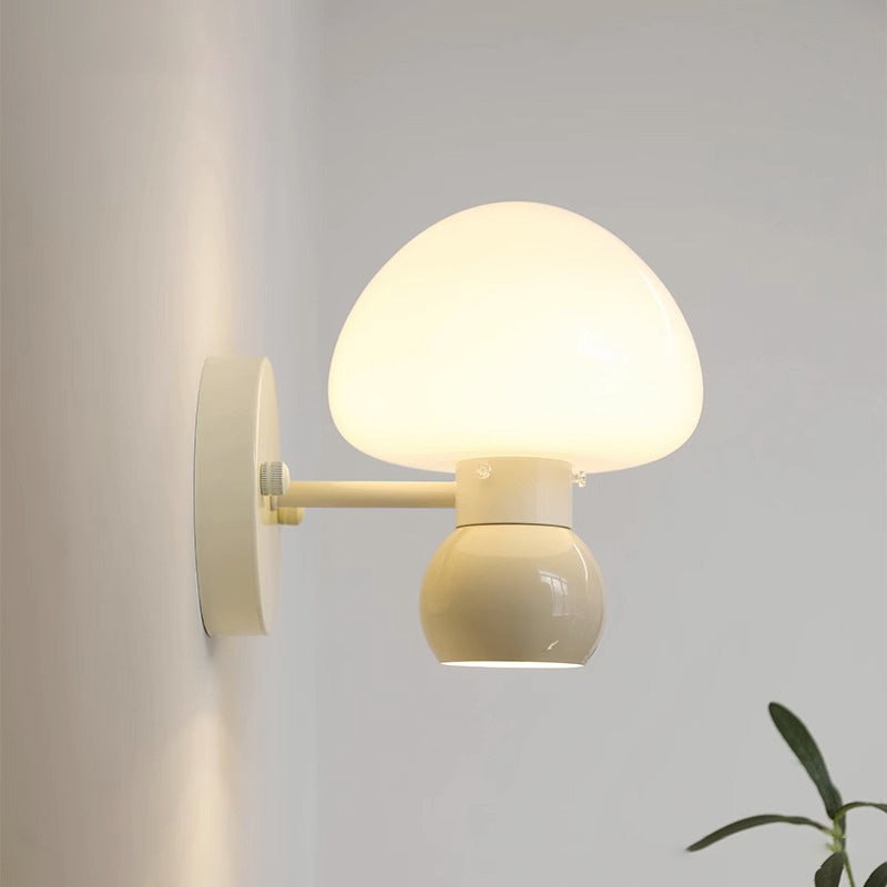 Creative Mushroom Iron Glass 1-Light Wall Sconce Lamp