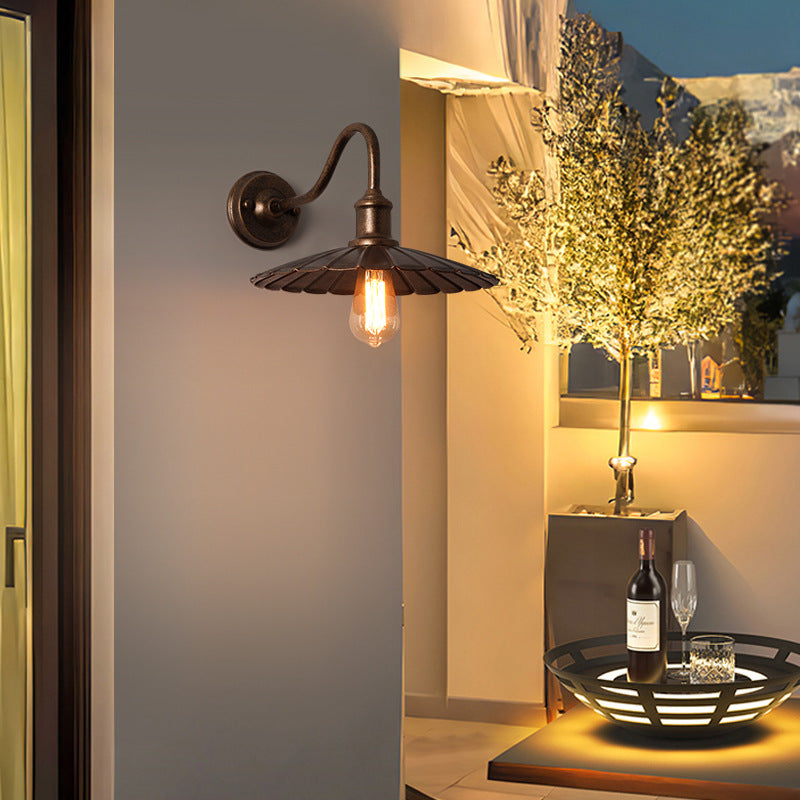 Waterproof Pleated Petal Iron 1-Light Wall Sconce Lamp