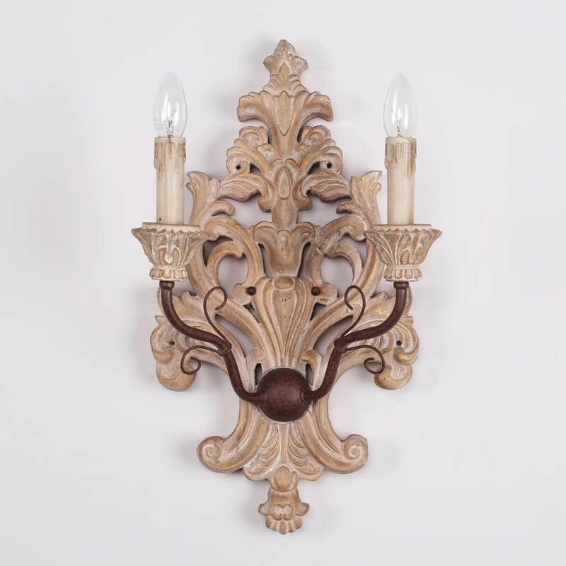 Rural Iron Double Head Candelabra 2-Light Wall Sconce Lamp