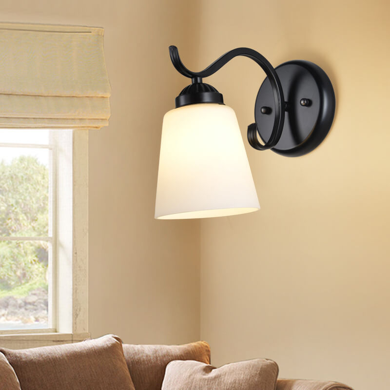 Retro Rustic Iron Glass 1-Light Wall Sconce Lamp