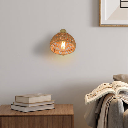 Farmhouse Weaving Hollow Out Dome 1-Light Wall Sconce Lamp