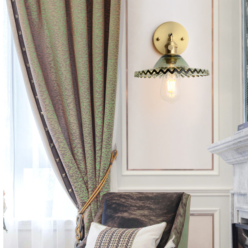 Scandinavian All Copper Glass 1-Light Wall Sconce Lamp