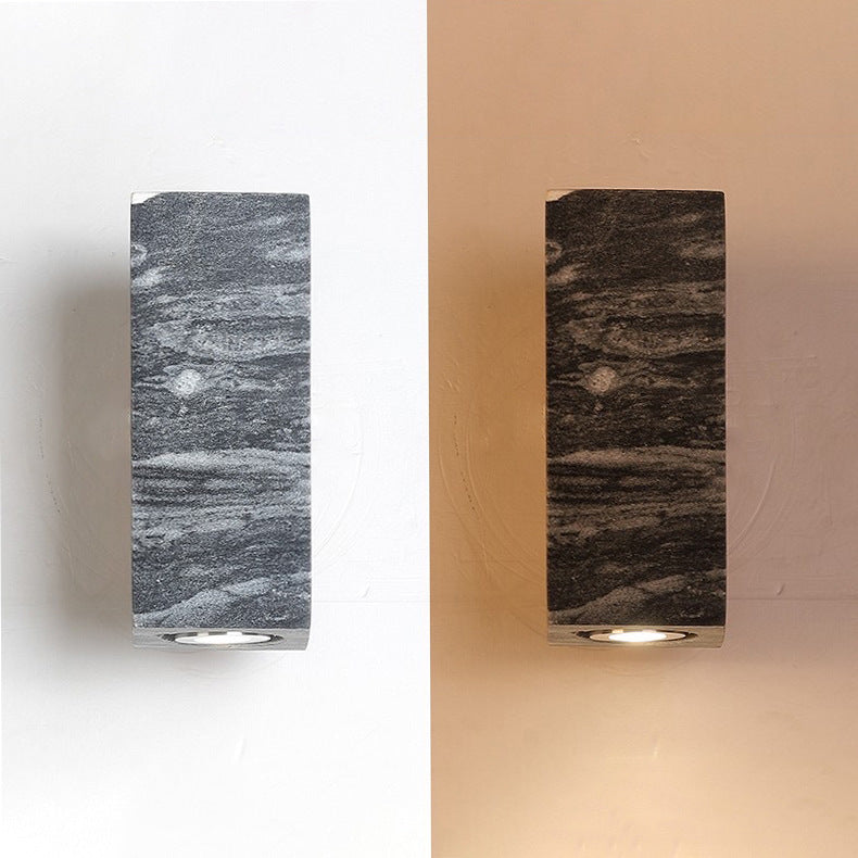 Mid-Century Limestone Walnut 1-Light Wall Sconce Lamp