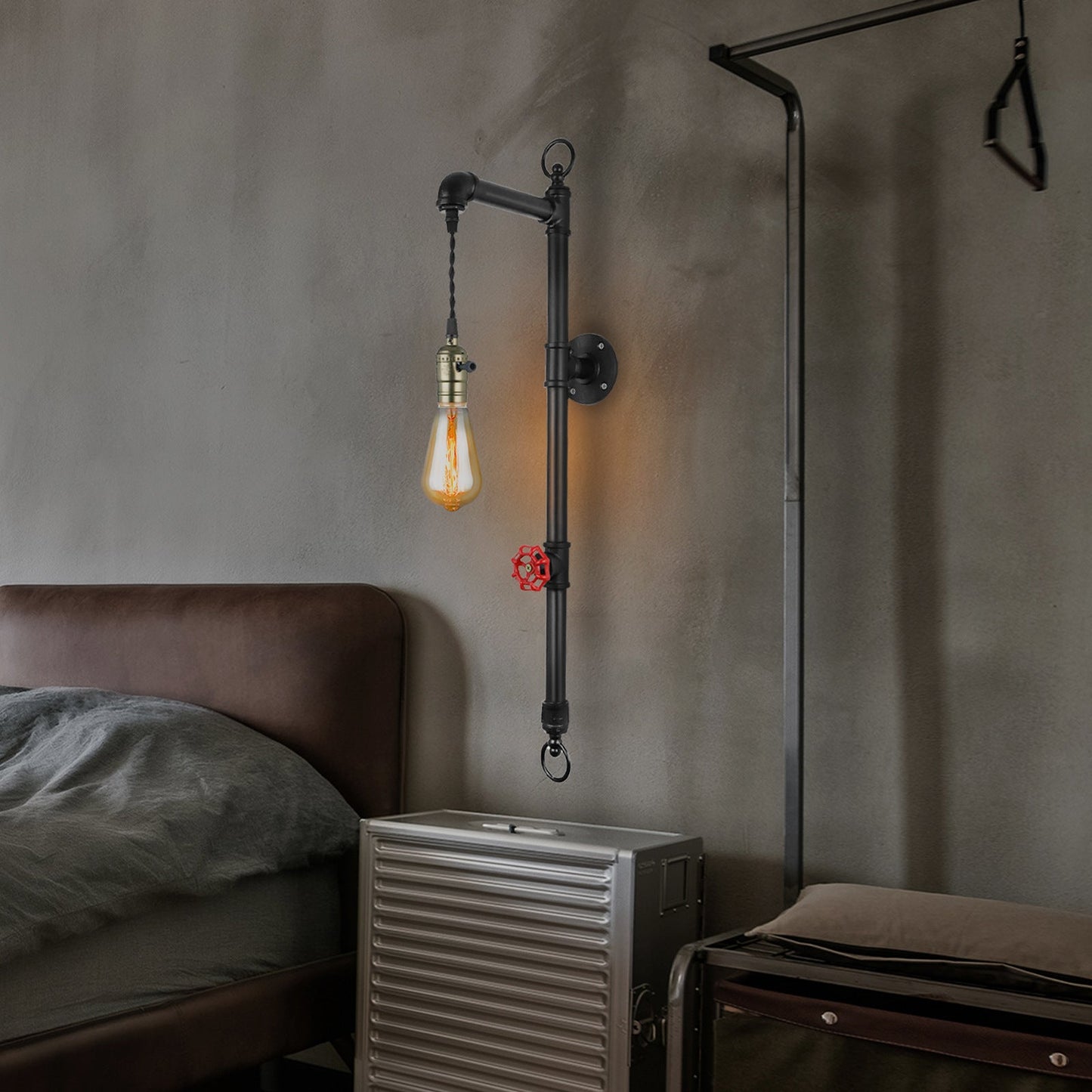 Steampunk Pipe Strip Iron 1-Light Wall Sconce Lamp