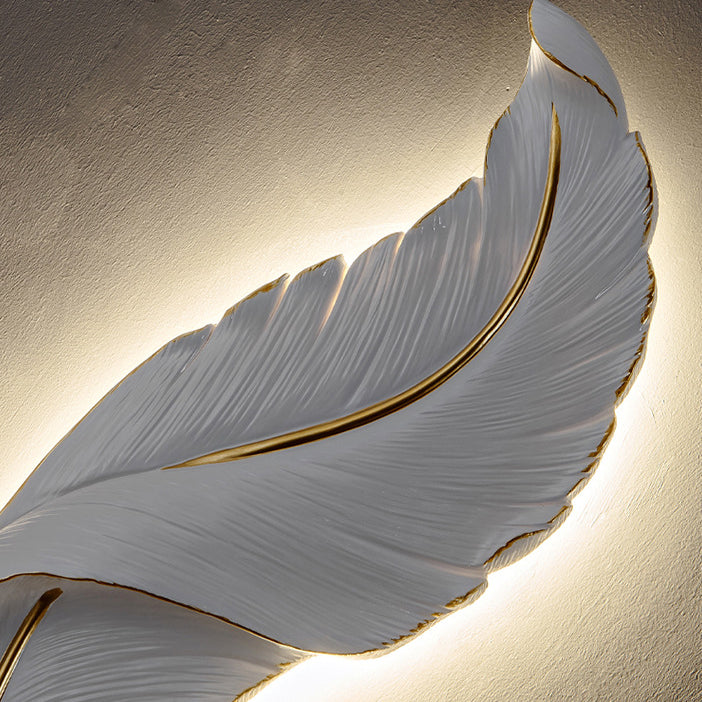 Nordic Feather Hardware Resin LED Wall Sconce Lamp
