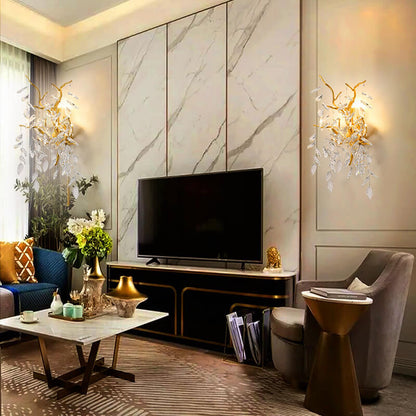 Light Luxury Crystal Resin 3-Light Wall Sconce Lamp
