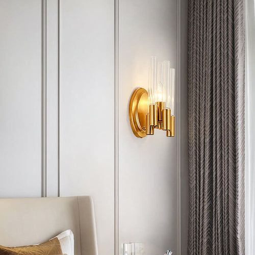 Light Wrought Iron Long Tube 1-Light Wall Sconce Lamp