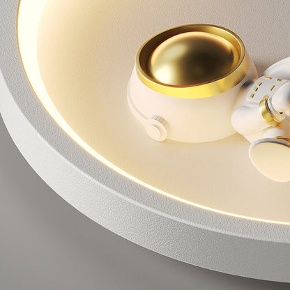 Flower-Shaped Resin Moon Astronaut LED Wall Sconce Lamp