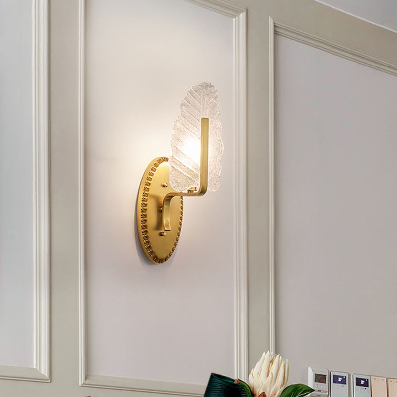 Copper Glass Leave Banana Leaf 1/2 Light Wall Sconce Lamp