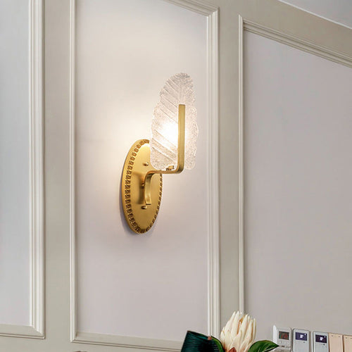 Copper Glass Leave Banana Leaf 1/2 Light Wall Sconce Lamp