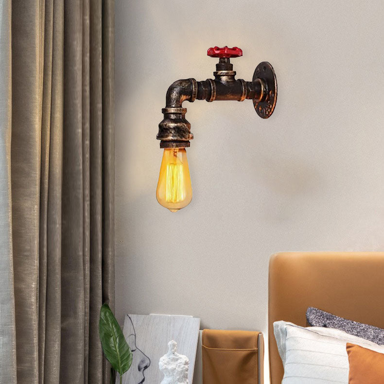 Industrial Faucet Iron 1-Light Wall Sconce Lamp