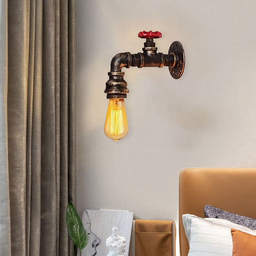 Industrial Faucet Iron 1-Light Wall Sconce Lamp