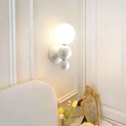 French Pearl Shape Plastic Iron 1-Light Wall Sconce Lamp