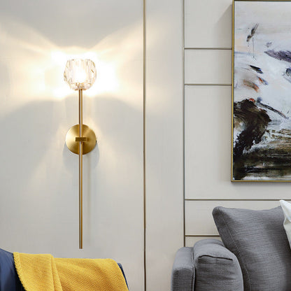 Mid-Century Iron Straight Pole 1-Light Wall Sconce Lamp