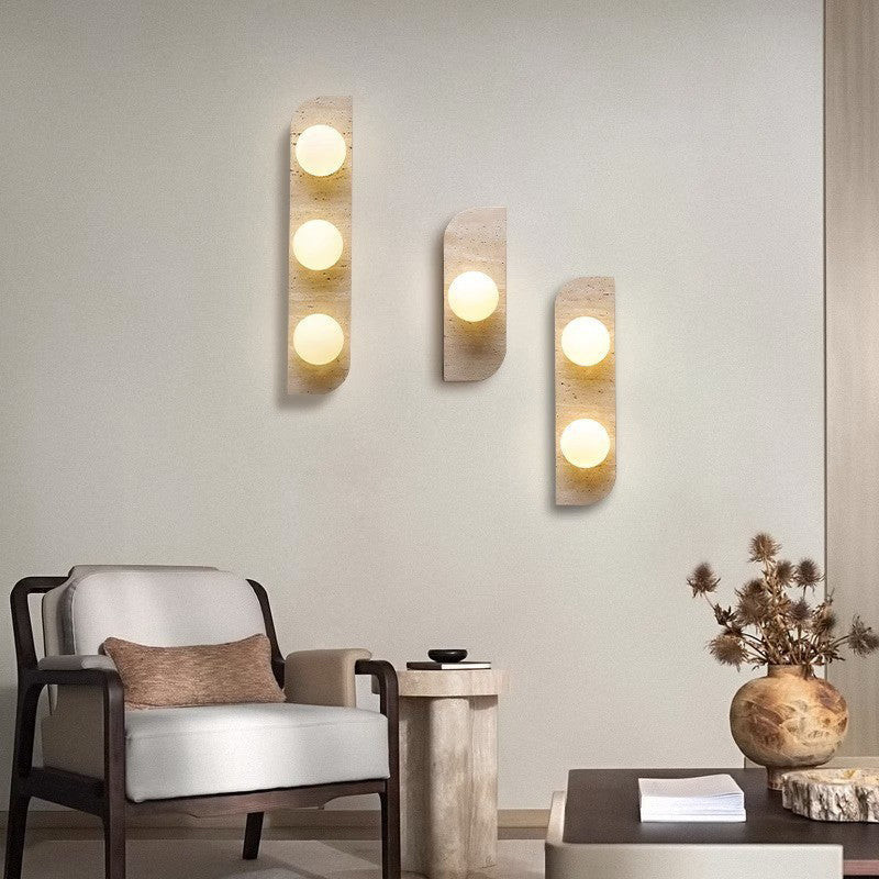 Rectangular Stone Glass 1/2/3 Light Wall Sconce Lamp