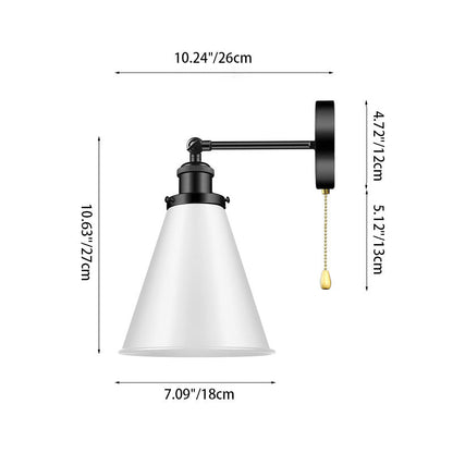 Industrial Iron Conical Shade 1-Light Wall Sconce Lamp