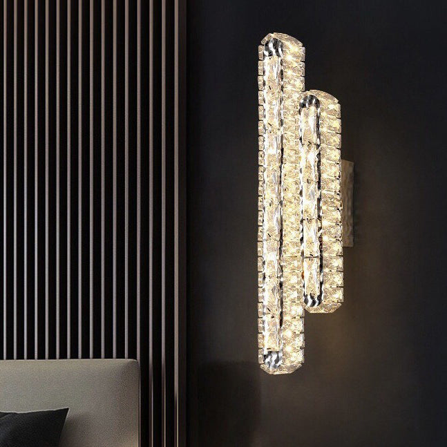 Stainless Crystal Elliptical Strip LED Wall Sconce Lamp