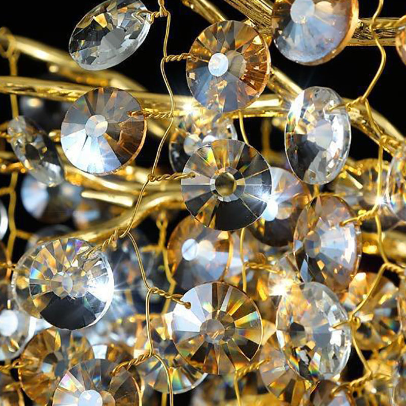 Aluminum Crystal Branch Bead 2/3 Light Wall Sconce Lamp