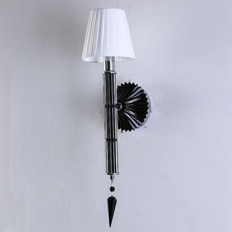 European Light Crystal Fabric 1-Light Wall Sconce Lamp