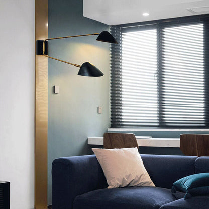 Light Iron Long Arm 1/2-Light Wall Sconce Lamp