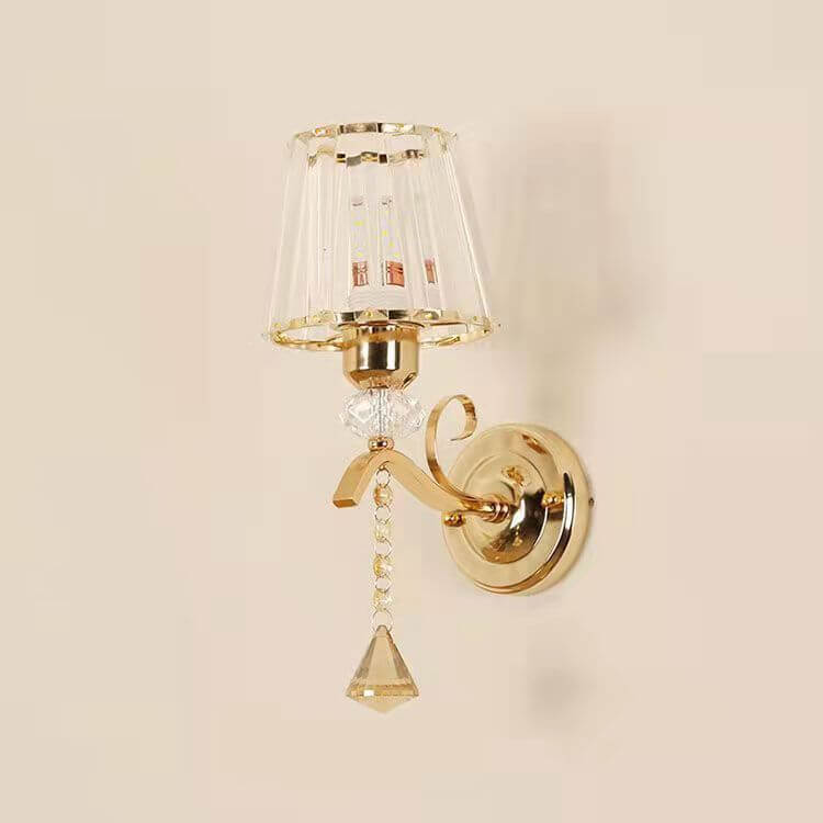 Luxury Iron Crystal Cone 1-Light Wall Sconce Lamp