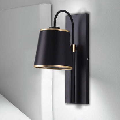 Minimalist Black Cone Fabric 1-Light Wall Sconce Lamp