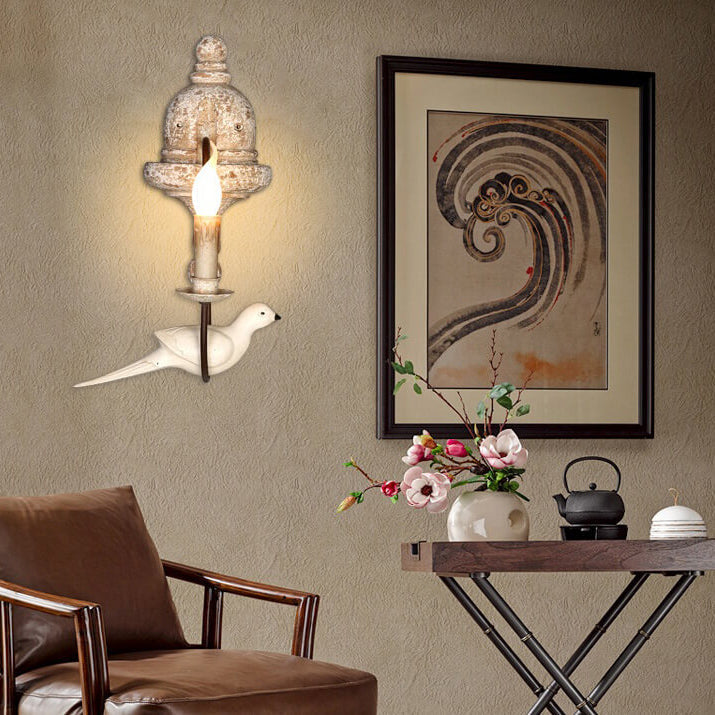 Vintage Wooden Bird Sconce 1/2 Light Wall Sconce Lamp