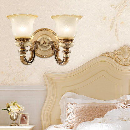 Flower Cup Iron Resin Glass 1/2 Light Wall Sconce Lamp